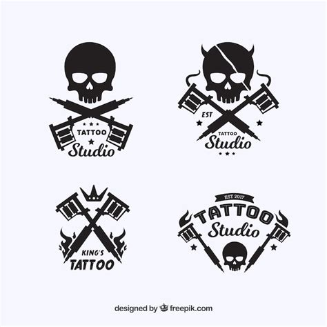 Colección de logos de tatuaje con diseño de calavera Vector Gratis