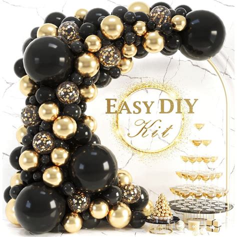 Black and Gold Balloon Garland Kit - Party Decorations