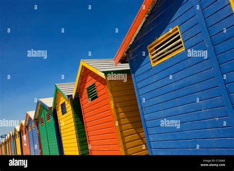 Colorful Beach Huts On The Bach Of St Jaimes False Bay Cape Town