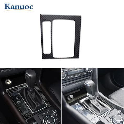 Carbon Fiber Console Gear Shift Panel Frame Cover Sticker For Mazda 3