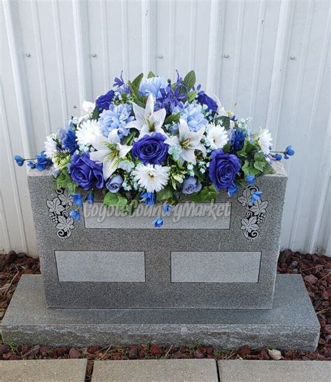 Shades Of Blue Cream Headstone Saddle Cemetery Headstone Saddle Grave