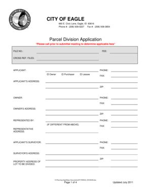 Fillable Online Ap Parcel Division Pdf City Of Eagle Fax Email Print