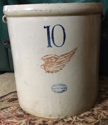 Red Wing Union Stoneware Co Gallon Crock Vintage Antique W Handles