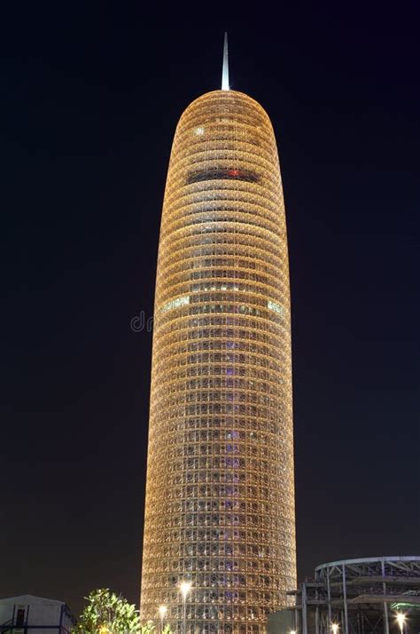 Burj Qatar at night, Doha editorial photography. Image of architecture ...