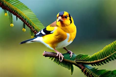 Premium Photo A Bird That Is Yellow And Black With A Blue Head And