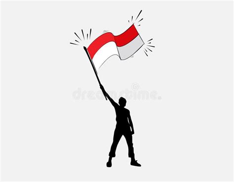 Hombre Portando La Bandera Indonesia En Ilustración Vectorial Stock De