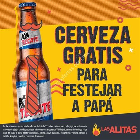 Promoción Las Alitas Día del Padre 2019 Cerveza GRATIS para los papás