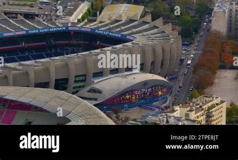 Aerial view a modern sports football stadium in Paris in the French ...