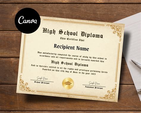 High School Diploma Certificate Template | Amwa Templates