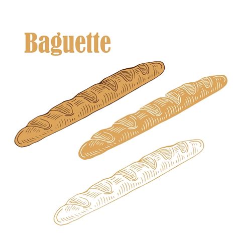 Vector Dibujado A Mano Doodle Sketch Baguette Pan Aislado Sobre Fondo