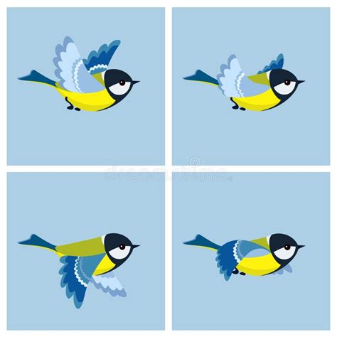 Cartoon Flying House Sparrow Male Animation Sprite Sheet Stock Vector