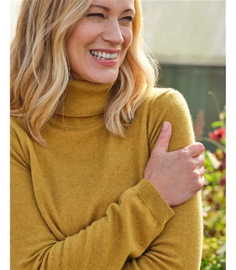 Pumpkin Spice Cashmere Merino Fitted Polo Neck Knitted Jumper