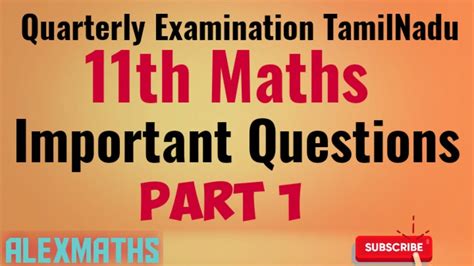 Th Maths Quarterly Exam Important Questions Part Alexmaths Youtube