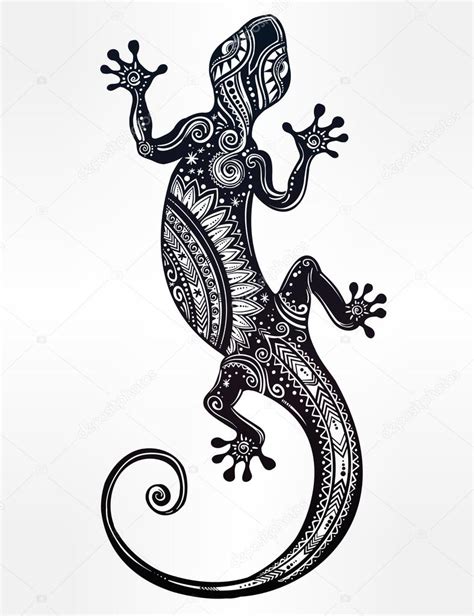 Gecko Ornate Lizard In Zentangle Style Stock Vektor Katja87 119360776