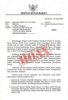 Humas Kubar Surat Perintah Bupati Kepada Camat Damai Itu Hoax