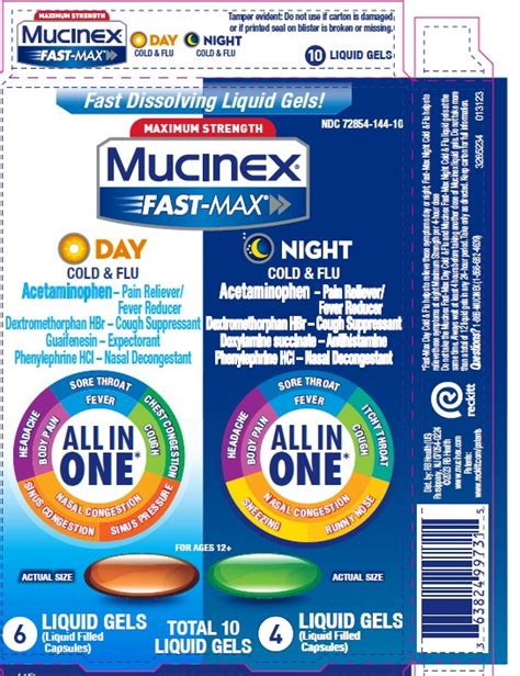 NDC 72854 144 Mucinex Fast Max Day Cold And Flu And Night Cold And Flu