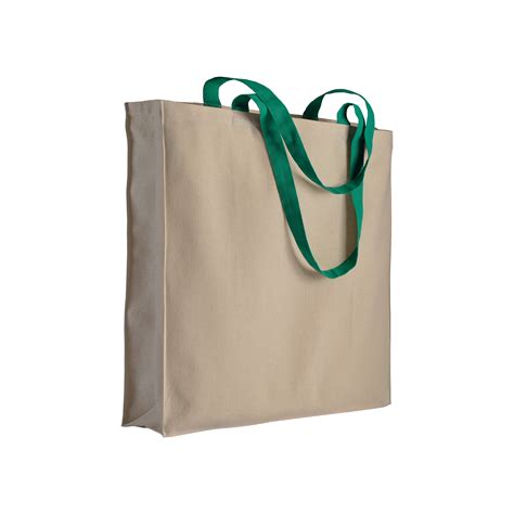 Shopper Con Soffietto In Cotone Naturale 220 G M2 Manici Lunghi