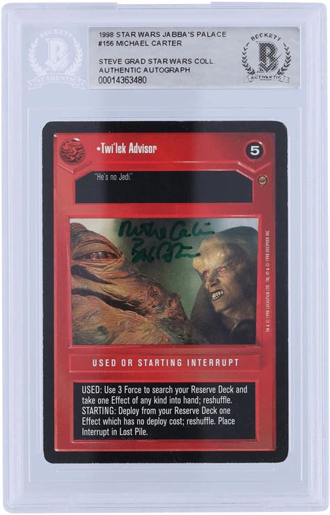 Michael Carter Star Wars Autographed 1998 Ccg Jabbas Palace 156 Bgs