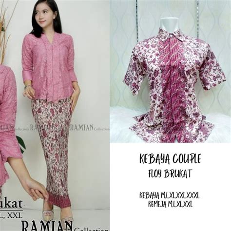 Jual Setelan Kebaya Couple Floy Brukat Kutubaru Floy Brokat Dusty