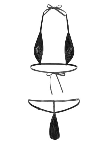 CHICTRY Women Micro Bikini Set Mini Bra G String Bathing Suit PU