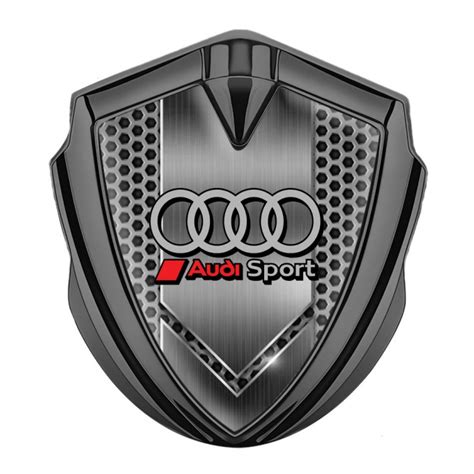 Audi Metal 3D Domed Emblem Graphite Grey Hex Sport Line Rings Metal