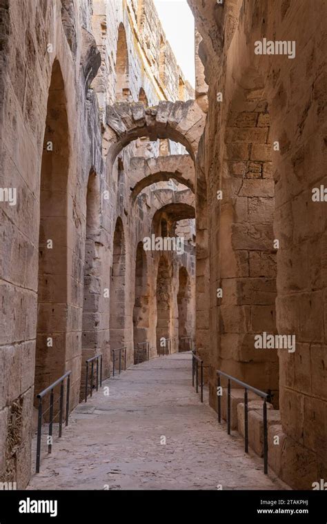 El Jem Mahdia Tunisia Interir Of The Amphitheater Of The Roman Ruins