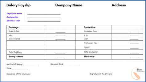 Free Sample Payslip Template - Pdf, Word, Excel, Google Docs