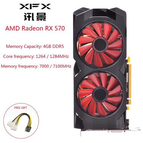 XFX AMD GPU Radeon RX 570 4GB DDR5 Graphics Card AMD RX570 4GB 256 Bit