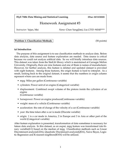 ISy E7406 Homework 3 Essay For Howwork ISyE 7406 Data Mining And