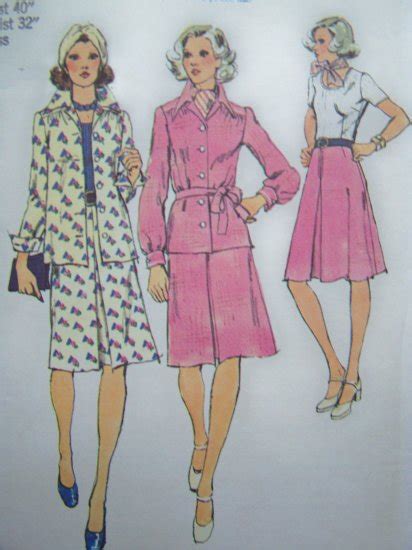 70s Vintage Sewing Pattern Knit Bodice Dress Shirt Jacket Plus Size Bust 40 Retro Simplicity 6152