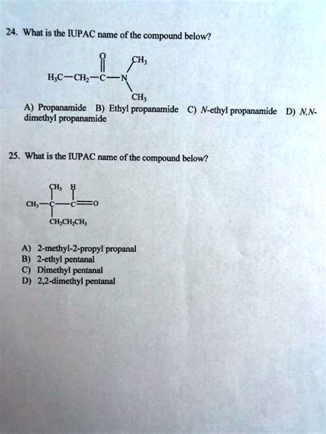 Solved24 What Is The Iupac Name Of The Compound Below Ch Hc Chzc