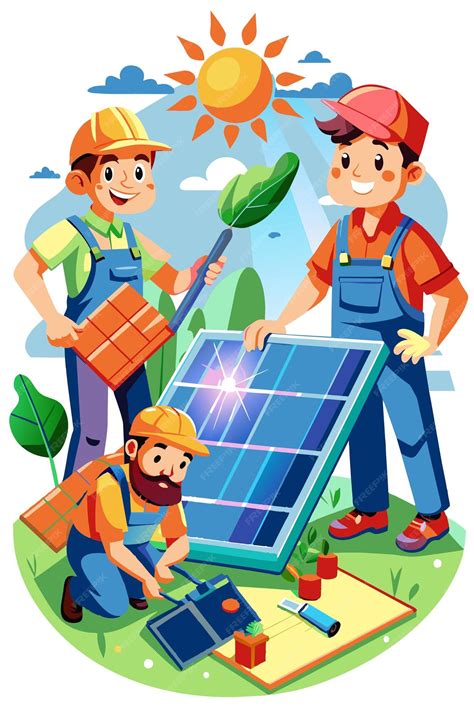 Premium Vector Engineers Installing Solar Panel Flat Illustration