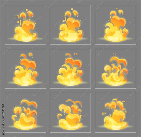 Vecteur Stock Burning Fire Special Effect Fx Animation Frames Sprite