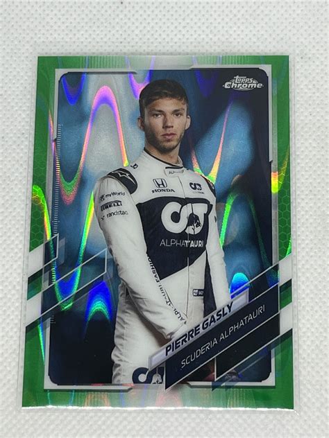 Pierre Gasly 2021 Topps Chrome Formula 1 13 Green RayWave Refractor