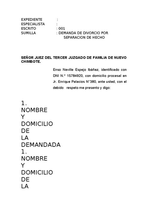 Demanda De Sentencia Oficial Expediente Especialista Escrito