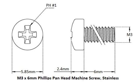 6 Pan Head Screw Dimensions