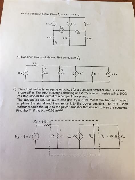 Solved For The Circuit Below Given Io Ma Find Va Ma Chegg