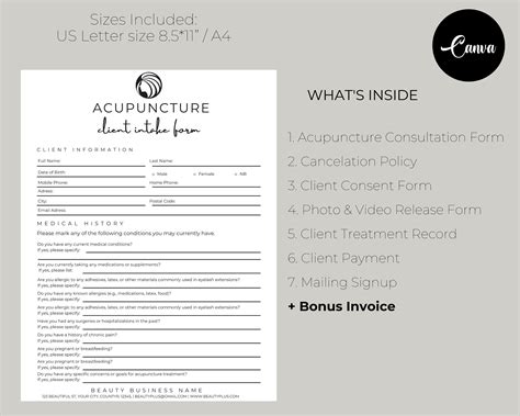 Editable Acupuncture Consultation And Consent Forms Client Intake