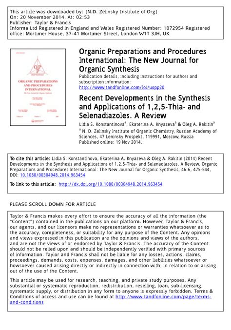 PDF ChemInform Abstract Recent Developments In The Synthesis And