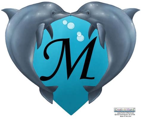 Dolphin Heart Mural -Custom - Kids Room Mural Wall Decals