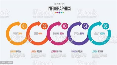 원형 화살표와 벡터 5 단계 일정 Infographic 템플릿 5가지 개체에 대한 스톡 벡터 아트 및 기타 이미지 5가지