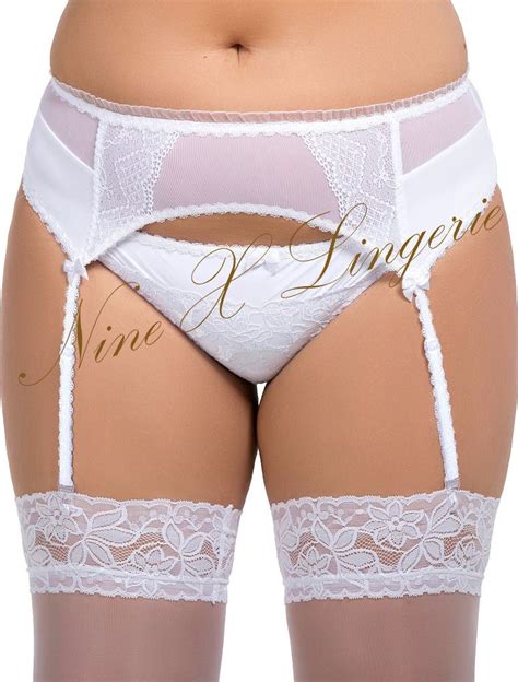 Nine X Sexy Plus Size Lingerie S 8XL 8 28 Sheer Mesh Lace Garter Belt