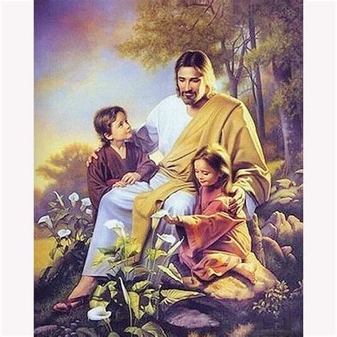 5D Diy Diamond Painting Image Jesus Christ Children Needlework Diamond ...