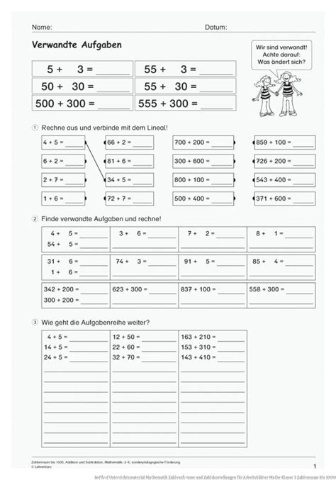 22 Arbeitsblätter Mathe Klasse 3 Zahlenraum Bis 1000 Mathe Arbeitsblätter
