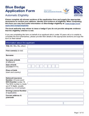 Fillable Online Suffolk County Council Blue Badge Application