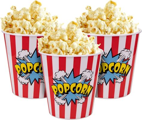 12 Pack Plastic Popcorn Tubs Reusable Popcorn Containers Stackable Buckets With Fun Design