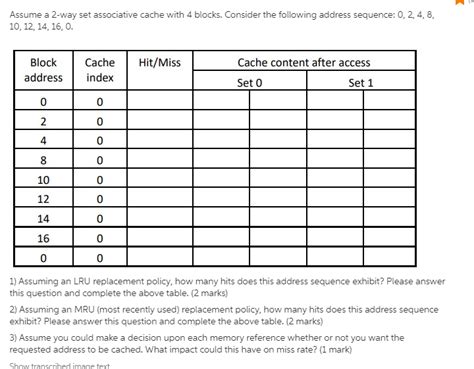 Solved Assume A 2 Way Set Associative Cache With 4 Blocks Chegg