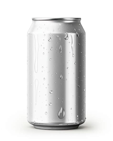 Premium Ai Image Aluminum Can With Water Drops On White Background