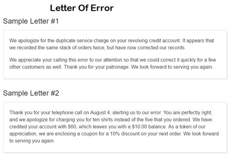 7 Sample Letters Of Error Writing Letters Formats And Examples