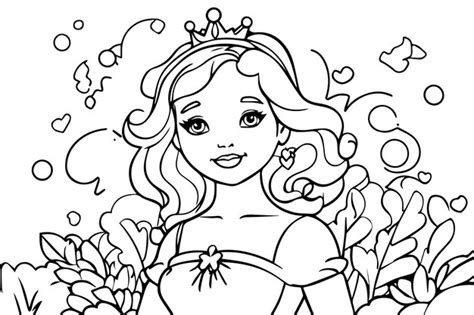 Premium Vector | Princess Coloring Book Page for kids Book Illustration